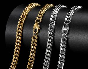 Hip Hop Cuban Link -ketting ketting 18K Echt goud vergulde roestvrijstalen metalen ketting voor mannen 4 mm 6 mm 8mm1153821