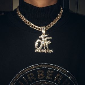Hiphop Cubic Zirkoon alleen de familie OTF Hanger 13mm 20 Iced Out Lock Miami Cubaanse Collier Dropshipping X0509