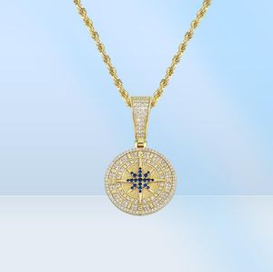 Hip Hop Cubic Zirconia Plaveed Bling Iced Out Out Compass Hangers ketting voor mannen rapper sieraden geschenken Drop 5909335