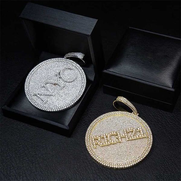 Hip Hop Número de tamaño grande personalizado Full Iced Out S925 Plata 10k 14k 18k Oro Blanco Moissanite Diamond Cz Collar con colgante de letra