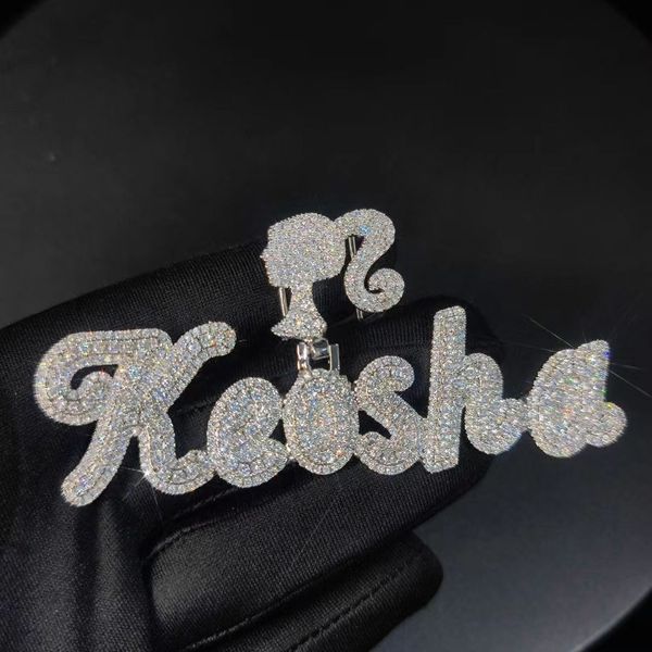 Hip Hop personnalisé charme nom lettre pendentif collier 18k véritable plaqué or pour femmes fille cadeau