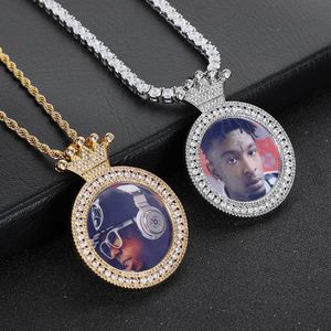 Hiphop aangepaste kroon foto hanger ketting bling vrouwen mannen minnaar cadeau