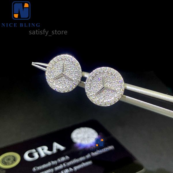 Hip Hop Custom Factory Sale directo BLING Jewelry Gra Gra Goled Moissanite Men Studs Earring