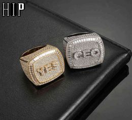 Hip Hop Nombre personalizado 13 letras con anillo helado Bling Cz Cz Charm Treanty Copper Cubic Zircon for Men Women Jewelry95569436525318