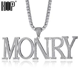 Hip Hop nom personnalisé bulle cubique zircone Bling combinaison mots glacé chaîne pendentifs colliers pour hommes bijoux 201014