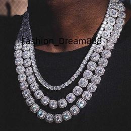 Hip Hop personnalisé Sterling Sier Moissanite hommes diamant glacé chaîne de Tennis collier bijoux de mode