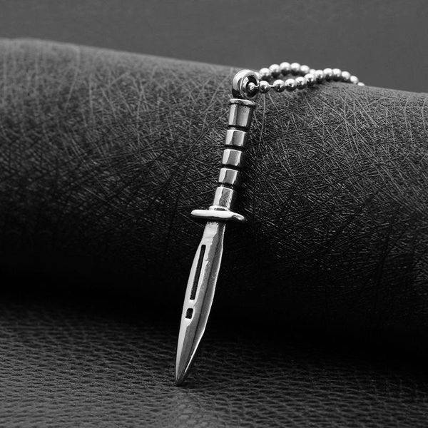 Hip Hop Dague Épée Couteau Lame En Acier Inoxydable Pendentif Collier Pour Hommes Femmes Jewlery Cadeau Colliers