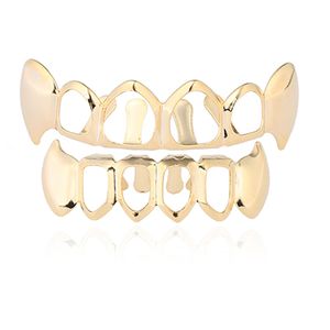 Hip Hop Dental Tands Grillz Vampires Fangs Hollowed Gold Silver Grills Tands Set Men Women Women Mode Sieraden Hoge kwaliteit 6 Zes Top Tand Grills 1744