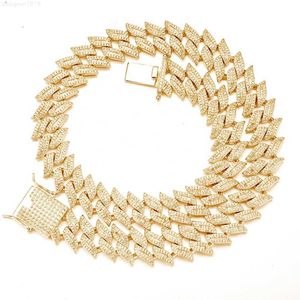 Hip Hop Design Real Gold Mens Bling Baguette CZ Diamond Cuban Link Chain Necklace