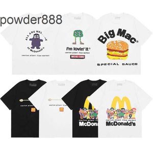 Hip Hop Designer High Street Fashioncpfm Burger and Frenries Frises McDonalds Foam Letter Cartoon Print Mens Trend T-shirt à manches courtes lâches