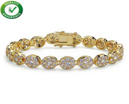Hip Hop Designer Jewelry Mens Bracelets Gold Bracelets Luxury Brangles de luxe Bracelet de tennis en diamant pour Love Rock Link Chain7279070