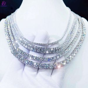 Hip Hop Diamant Moissanite Sieraden 4mm 5mm 6mm Tennis Ketting 925 Zilver/10 k/14 k/18 k Vvs Ketting