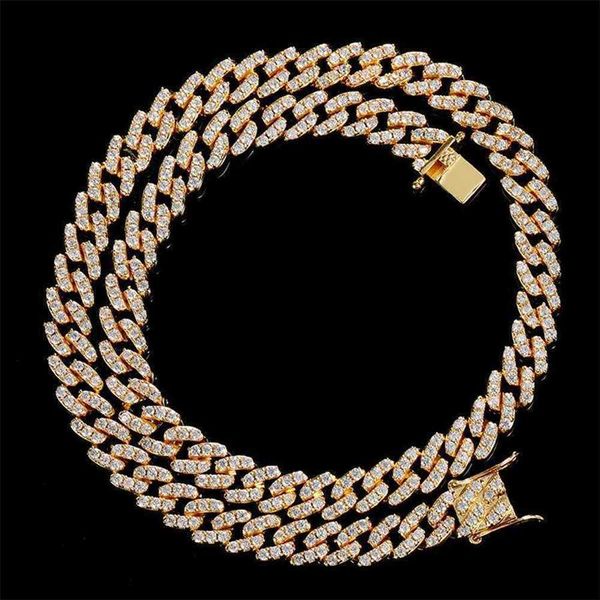 Collier diamant hip hop 9 mm à une seule rangée Zircon Chaîne cubaine accessoires personnalisés bijoux pour hommes