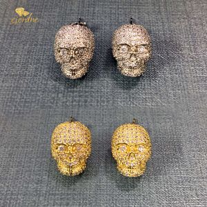 Hip Hop Diamond Skull Head Earstuds voor mannen Micro ingelegd met AAAAA Zircon Mans Earring Iced Out Cubaanse oorstudies Modieuze en coole geschenken voor rapper