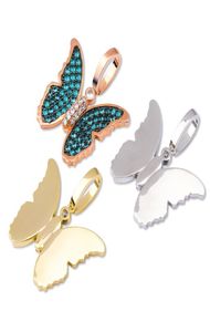 Hip Hop diamant pierre charme papillon pendentifs collier bijoux 18K véritable plaqué or hommes femmes amant cadeau 9062790