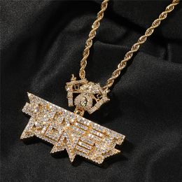 Hip Hop Dollar bouton argent lettre pendentif collier personnalisé créatif cuivre matériel diamant collier pour hommes