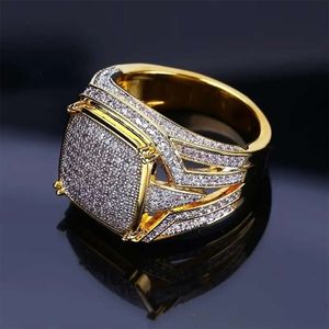 Hip Hop Dominering Micro Inlaid Full Diamond Diamond Color Séparation Business Ol Simulation Ring Trend Bijoux