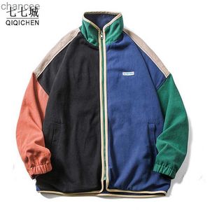 Hip Hop dubbelzijdige varsity jas Men Color Block Street Coat Stand Collar Spring herfst Casual Japanese Harajuku Jackets HKD230815