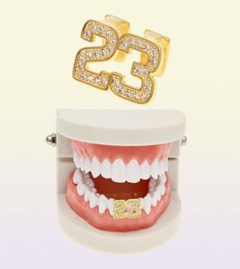 Hip Hop Double dents Grillz Iced Out CZ Copper Gold Silver Colonde Plated 23 Top Tooth Dental Grills6233119