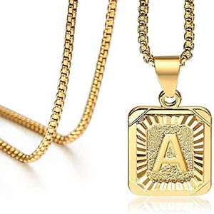 Collier initial anglais Hip Hop colliers avec pendentif en lettre majuscule carrée avec chaîne en or femmes hommes bijoux de mode volonté et sable