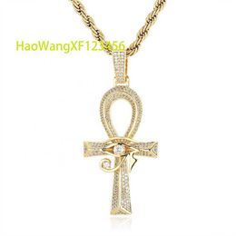 Hip-Hop Eye Of Horus Cross Cross Posting Zircon Vintage Personalidad Collar Accesorio