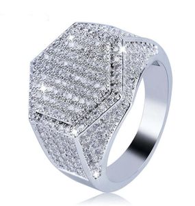 Hip Hop Fashion Men039s Ring Gold Silver Gold Gold Glitter Micro Pillow Cubic Zirconia Geometrische ring Grootte 7131193951
