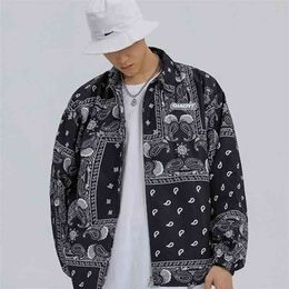 Hip hop mode printemps automne Streetstyle veste pour hommes vêtements hommes coupe-vent manteau Bandana Paisley motif Outwear 210819