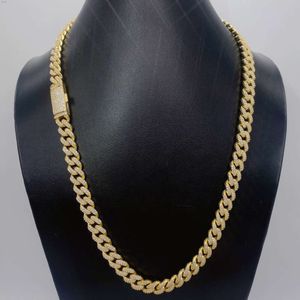Hiphop fijne sieraden 10 mm Moissanite 14K Gold vergulde Cubaanse linkketting ketting Bracelet Diamond voor mannen