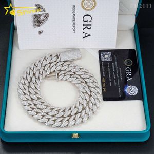 Hip Hop Fine Jewelry Factory Direct 15 mm Iced Out 925 zilveren Moissanite Cubaanse schakelketting