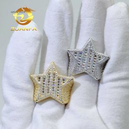 Hip Hop Fine Jewelry Rapper Star Rings Baguette Cut 925 Sterling Silver Iced Out Moissanite Band Ring