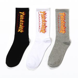 Calcetines con fuego de Hip Hop para hombre, ropa de calle Harajuku, Calcetines para patinar, Calcetines de algodón para deportes al aire libre