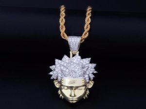 Hiphop vol aaa cz zirkon bling iced cartoon uzumaki hangers ketting voor mannen rapper sieraden goud kleurgeschenk 2010145824630