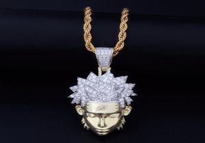 Hip Hop Full AAA CZ Zircon Bling Iced Out Cartoon Uzumaki Pendants Collier pour hommes Jijoux de bijoux Gold Color Gift 2010148938899