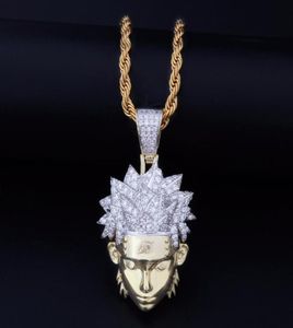 Hip Hop Full AAA CZ Zircon Bling Iced Out Cartoon Uzumaki Pendants Collier pour hommes Jijoux de bijoux Gold Color Gift 2010145358730