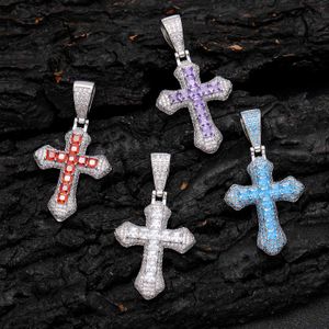 Collier avec pendentif croix en zircone cubique, style Hip Hop, bijoux religieux