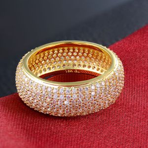 HIP HOP Full Zircon Copper 18K Gold plaqued Hommes Femmes Finger Ring