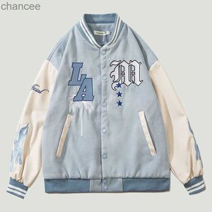 Hip Hop Furry Bee Letters Embroidery Baseball Jacket Mens StreeweeWeWar Harajuku Casual Loose Bomber Varsity Jackets Unisex Fashion HKD230815