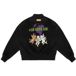 Hip Hop Furry Lettre Angel Kid Broderie Varsity Vestes Hommes Automne Vintage High Street Harajuku Baggy Bomber Manteaux Streetwear 220805