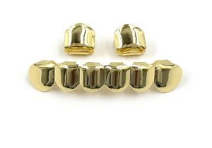 Hip Hop Gold plaqué bouche grillz Set 2pcs Single Top 6 dents Bottom Grill Set Whole286H2899820