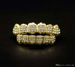 Hip Hop Or Argent 8 Diamant Dents Grillz Ensemble Bling Glacé Faux Grills Dentaires Pour Femmes Hommes S Hiphop Corps Bijoux Accessoire9741854