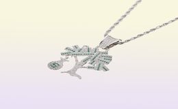 Hip Hop Gold Silver Color Cubic Zirkon US Dollar Money Tree Pendant Necklace for Men Bling Jewelry43372905603965