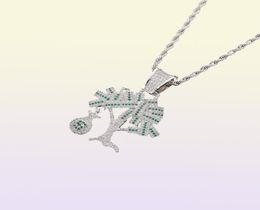Hip Hop or argent couleur cubique Zircon Dollar américain argent arbre pendentif collier pour hommes Bling Jewelry43372907659571