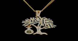 Hip Hop Gold Silver USA Money Tree Pendant Bling Rhinestone Crystal Necklace Chain voor Men2752095