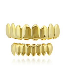 Hip Hop Gold Teethz Grillz Top Bottom Bottom Dents Grills Cosplay Cosplay Vampire Tooth Caps Rappeur Party Bijoux Xhyt10071108101