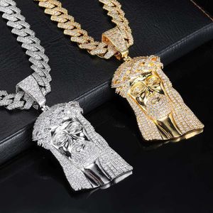 Hip Hop tête Figure pendentif bijoux exagéré Zircon collier pour hommes