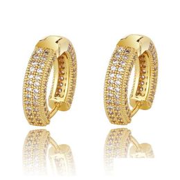 Hip Hop Hie Oorbel Fl Cz Steen Verharde Bling Ice Out Stud Charms Gold Sier Gift Drop Delivery Dh9Hq