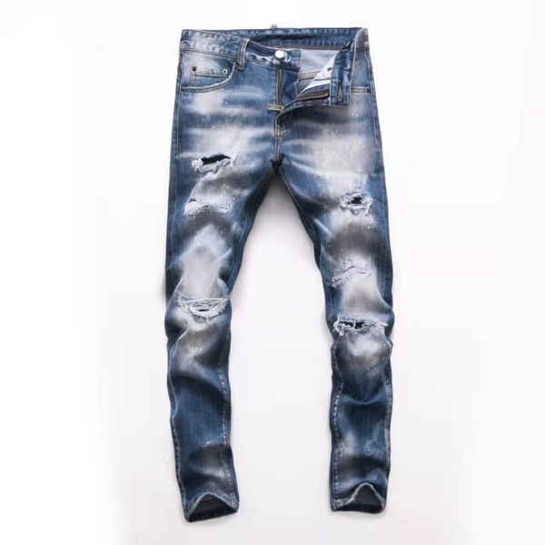 hip-hop high street fashion jeans rétro déchiré pli couture hommes designer moto équitation pantalon slim taille 28 ~ 38.