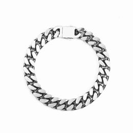 Hip hop hip-hop pionnier titane acier bracelet cubain polyvalent rue hommes et femmes trampoline en acier inoxydable chaîne épaisse bracelet bijoux