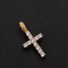 Collier hip hop hipster Croix hiphop Pendentif Zircon or rap couple collier chaîne en or plein de diamants bijoux pour hommes pendentif glace bijoux de luxe