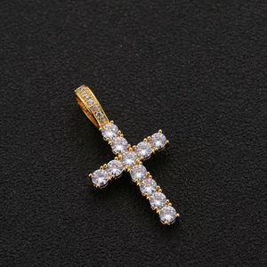 Collier hip hop hipster Croix hiphop Pendentif Zircon or rap couple collier chaîne en or plein de diamants bijoux pour hommes pendentif glace bijoux de luxe